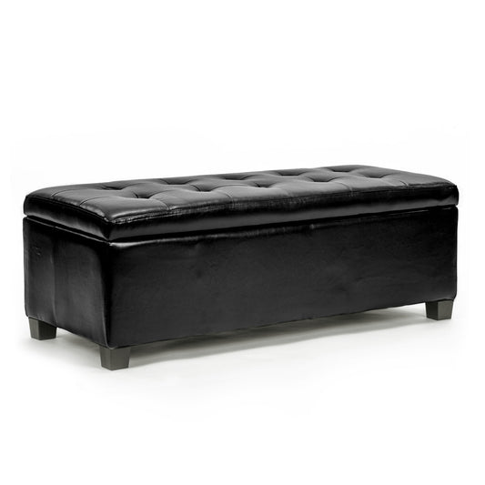 La Bella Storage Ottoman Foot Stool 102cm Leather Blanket Box Chest Toy  - Black