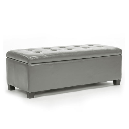 La Bella Storage Ottoman Foot Stool 102cm Leather Blanket Box Chest Toy  - Grey