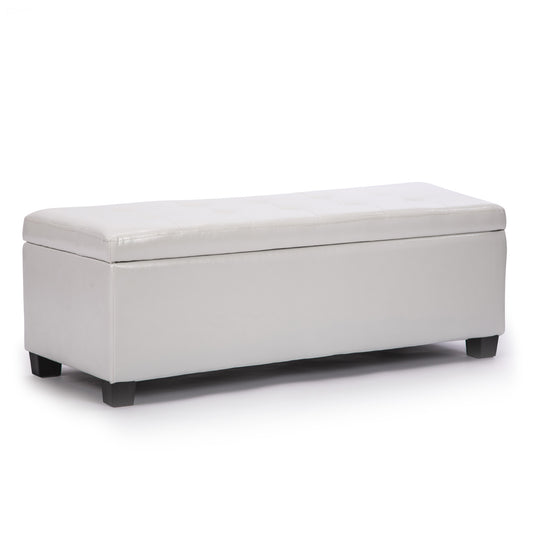 La Bella Storage Ottoman Foot Stool 102cm Leather Blanket Box Chest Toy  - Snow White