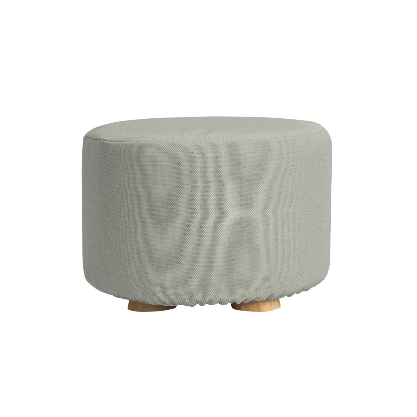 La Bella Ottoman Round Stool Fabric Wooden Leg Foot - Grey