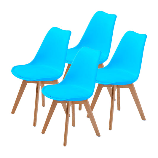 La Bella 4 Set Retro Dining Cafe Chair Padded Seat - Blue