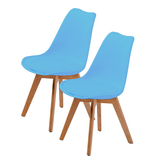 La Bella 2 Set Retro Dining Cafe Chair Padded Seat - Grey Blue