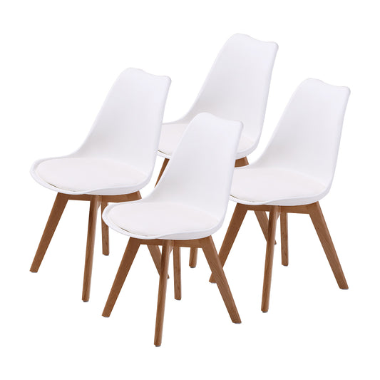 La Bella 4 Set Retro Dining Cafe Chair Padded Seat - White