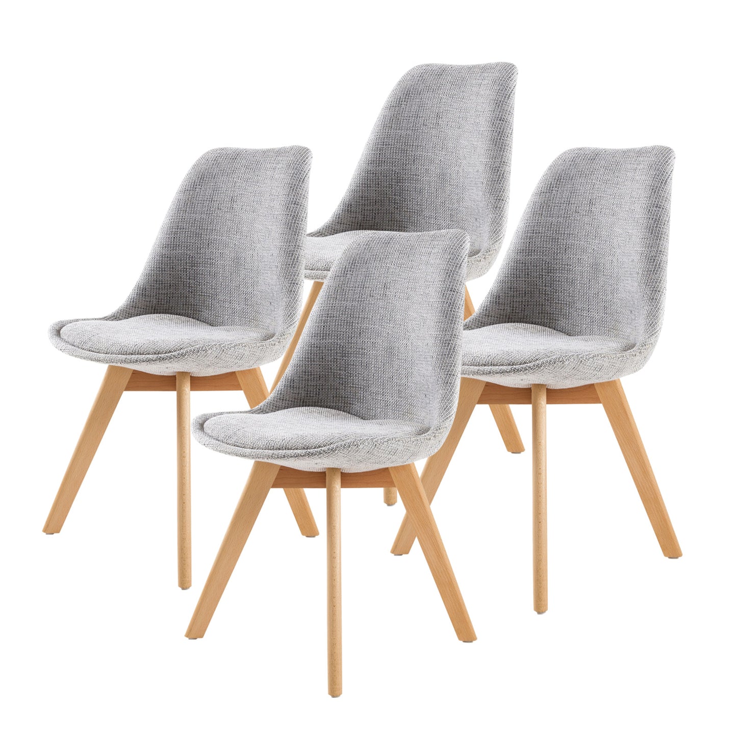 La Bella 4 Set Retro Dining Cafe Chair Padded Seat - Grey