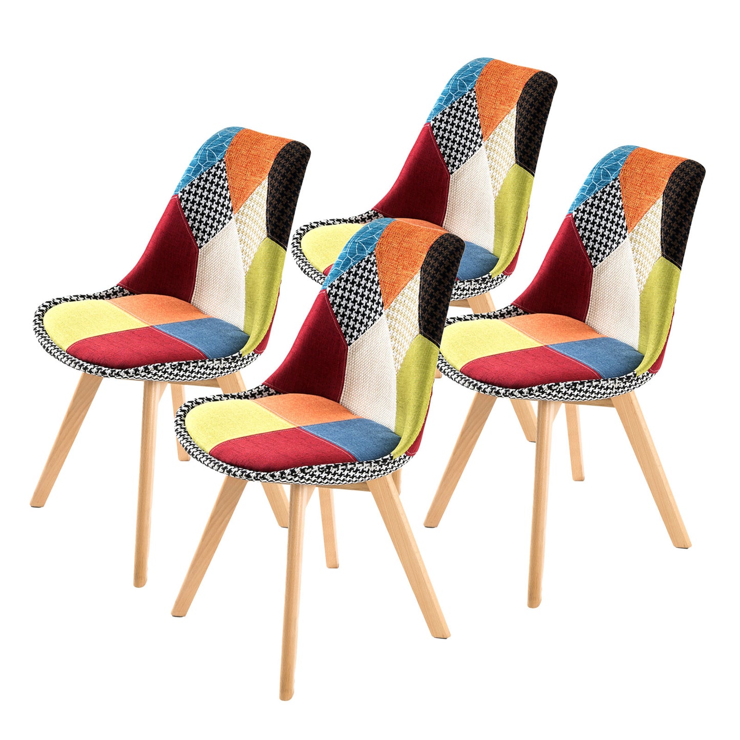 La Bella 4 Set Retro Dining Cafe Chair Padded Seat - Multi Colour