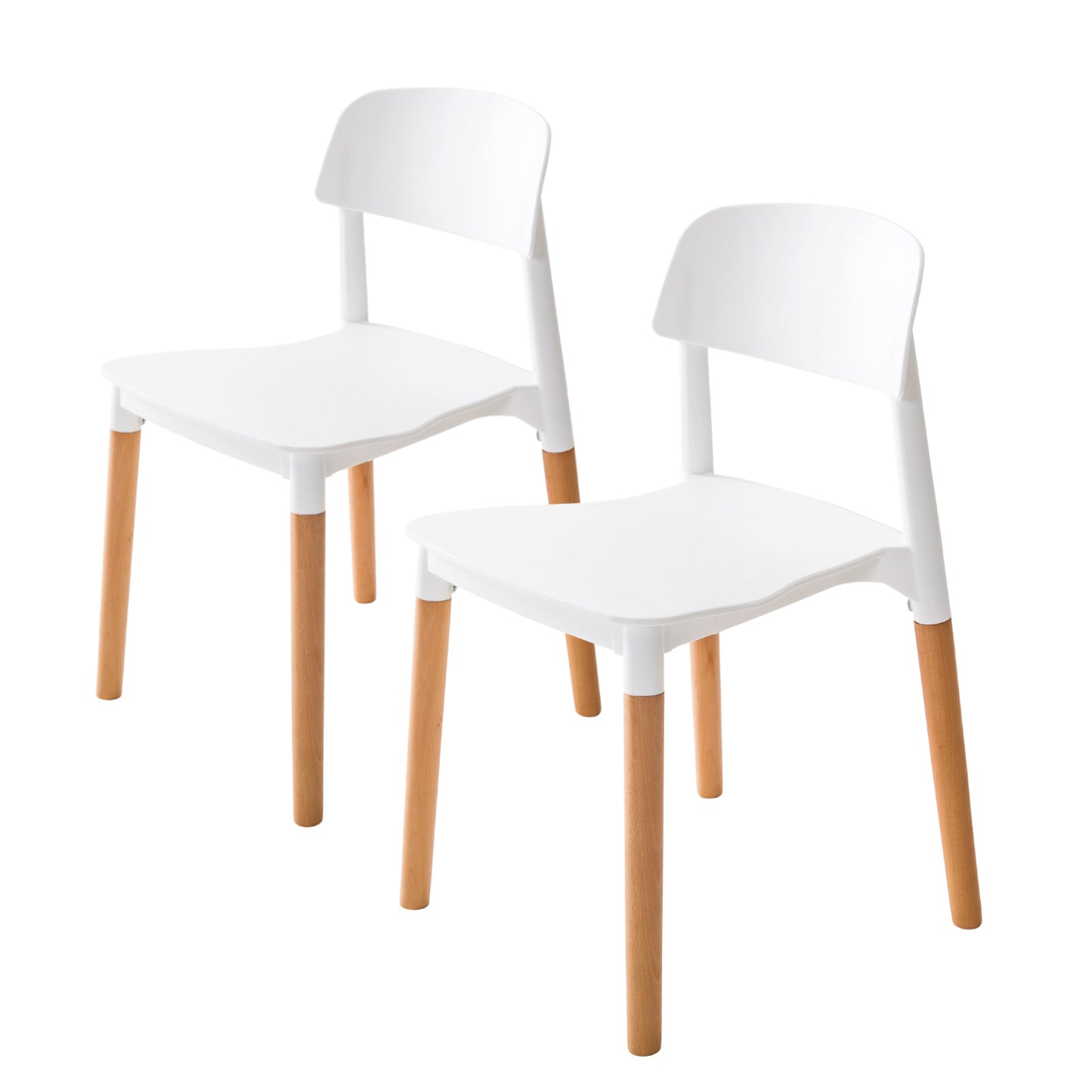 La Bella 2 Set Retro Stackable Dining Cafe Chair Belloch Wood Leg Kitchen - White