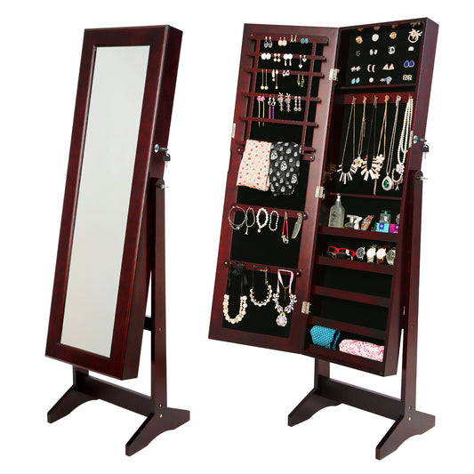 La Bella Mirror Jewellery Cabinet Storage Organiser LUVO 146cm - Walnut