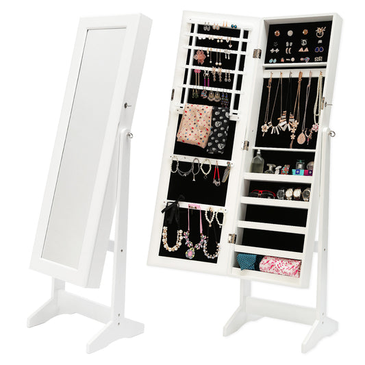 La Bella Mirror Jewellery Cabinet Storage Organiser LUVO 146cm - White