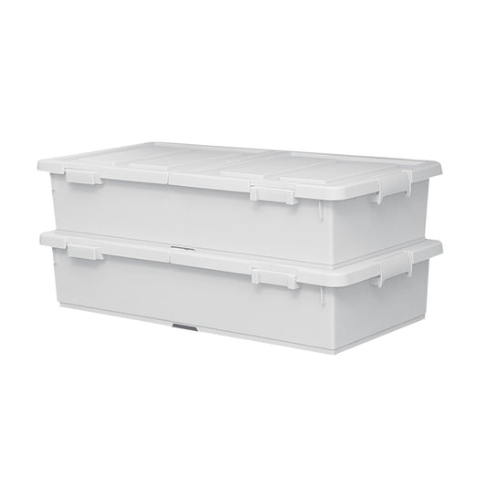 Nplastic 2 Set Under-bed Storage Train Wheel Container 38L with Lid - Light Grey