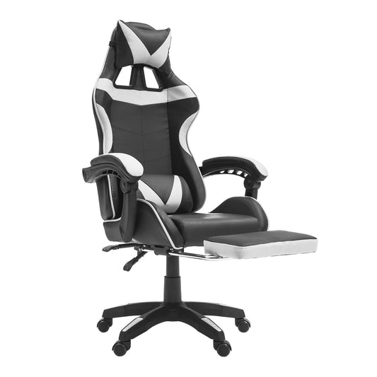 La Bella Gaming Office Chair Epic Ergonomic Executive Computer Racing Footrest - White