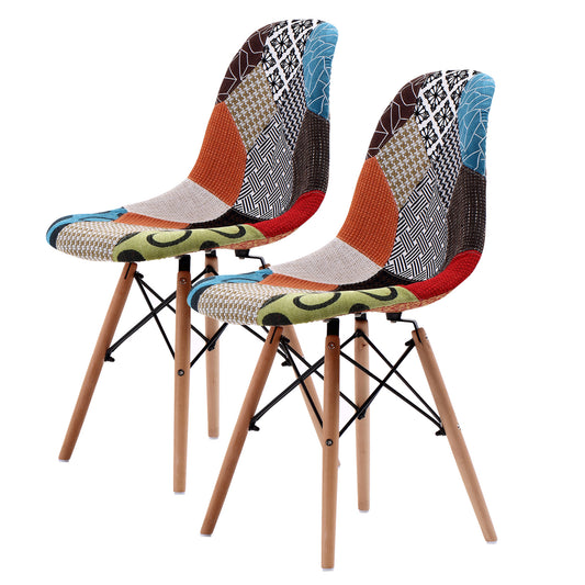 La Bella 2 Set Retro Dining Cafe Chair DSW Fabric - Multi Colour