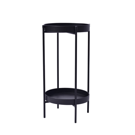 La Bella Plant Stand Planter Shelf Rack Steel 2 Tier 50cm - Black