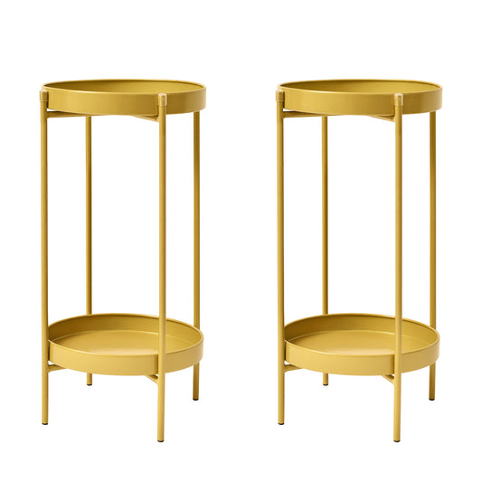 La Bella 2 Set Plant Stand Planter Shelf Rack Steel 2 Tier 50cm - Gold