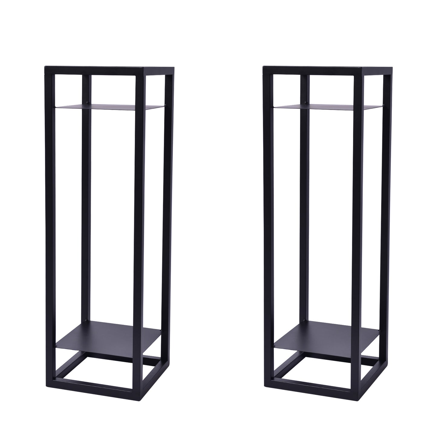 La Bella 2 Set Plant Stand Planter Shelf Rack Steel 2 Tier 82cm - Black