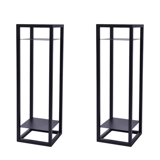 La Bella 2 Set Plant Stand Planter Shelf Rack Steel 2 Tier 82cm - Black