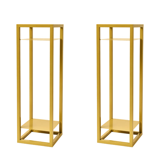 La Bella 2 Set Plant Stand Planter Shelf Rack Steel 2 Tier 82cm - Gold