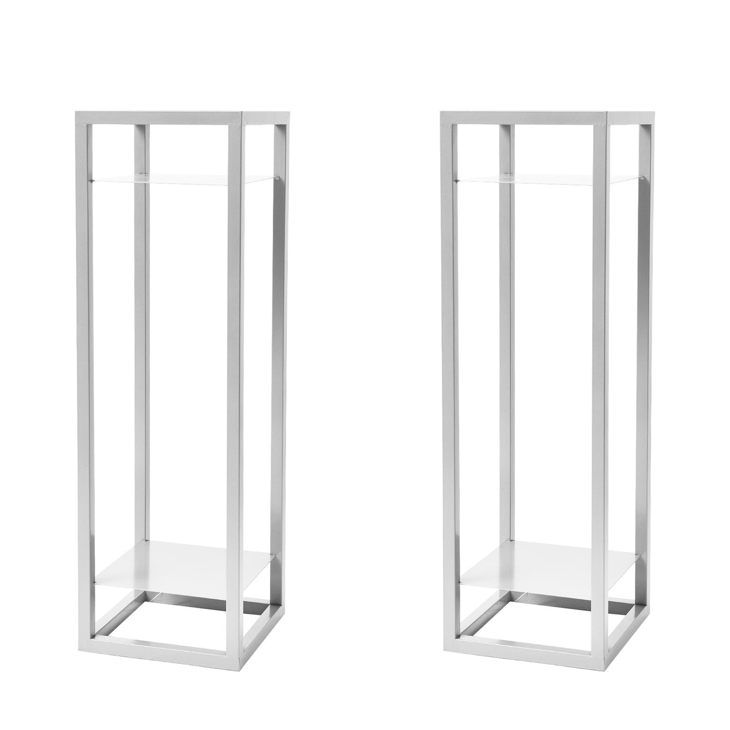 La Bella 2 Set Plant Stand Planter Shelf Rack Steel 2 Tier 82cm - White