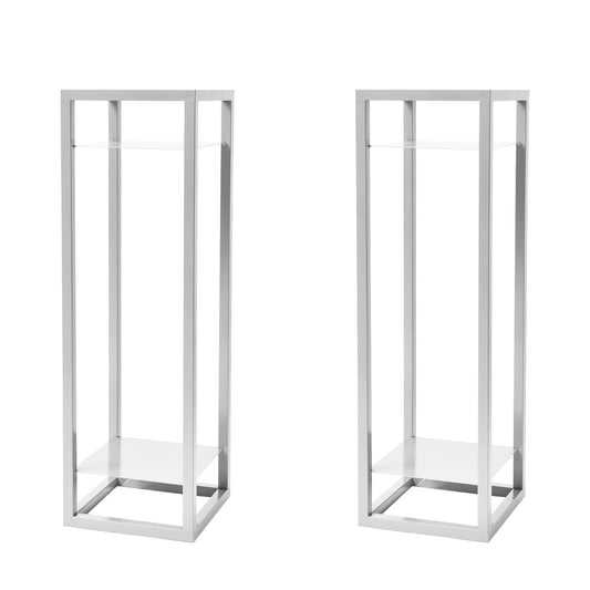 La Bella 2 Set Plant Stand Planter Shelf Rack Steel 2 Tier 82cm - White