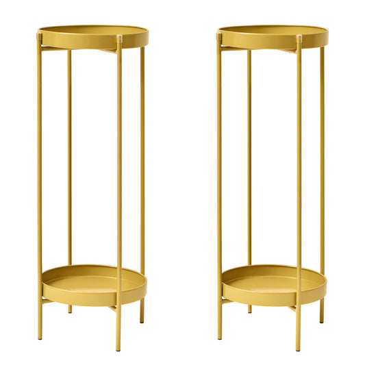 La Bella 2 Set Plant Stand Planter Shelf Rack Steel 2 Tier 80cm - Gold