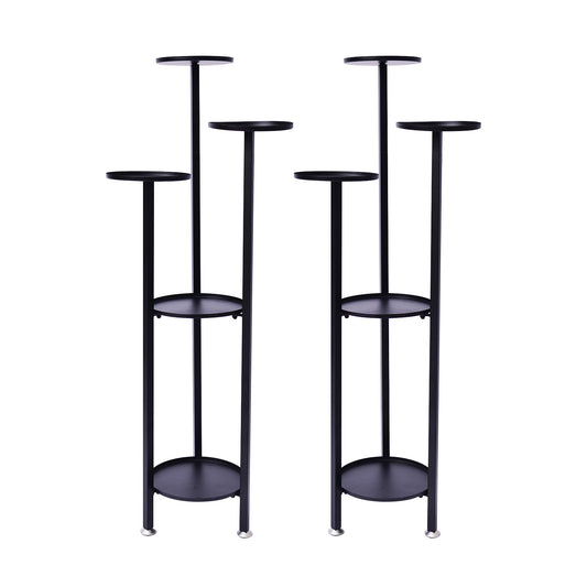 La Bella 2 Set Plant Stand Planter Shelf Rack Steel 5 Tier 100cm - Black