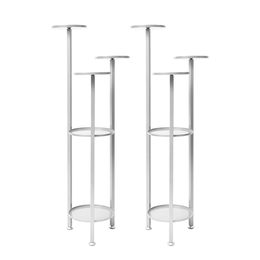 La Bella 2 Set Plant Stand Planter Shelf Rack Steel 5 Tier 100cm - White