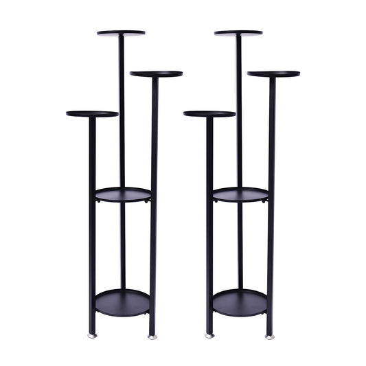 La Bella 2 Set Plant Stand Planter Shelf Rack Steel 5 Tier 122cm - Black