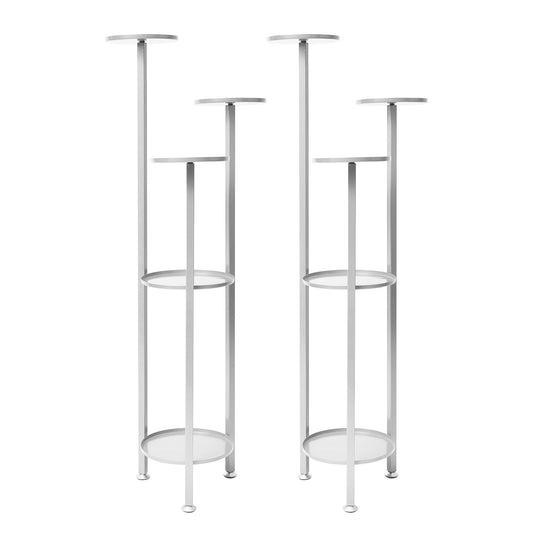 La Bella 2 Set Plant Stand Planter Shelf Rack Steel 5 Tier 122cm - White