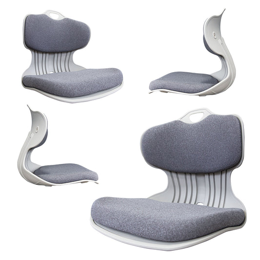 Samgong 4 Set Slender Chair Posture Correction Seat Floor Lounge Stackable - Grey