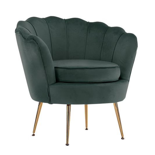 La Bella Armchair Lounge Chair Accent Velvet Shell Scallop - Green