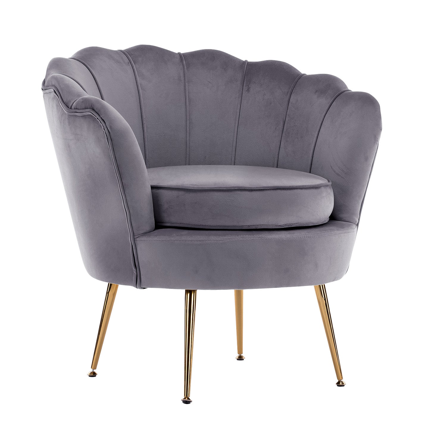 La Bella Armchair Lounge Chair Accent Velvet Shell Scallop - Grey