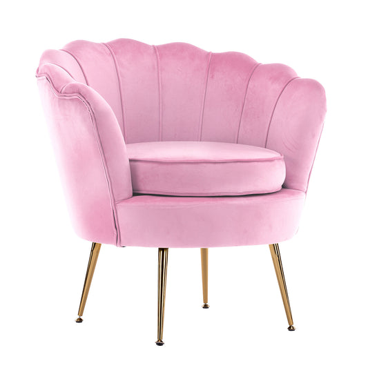 La Bella Armchair Lounge Chair Accent Velvet Shell Scallop - Pink