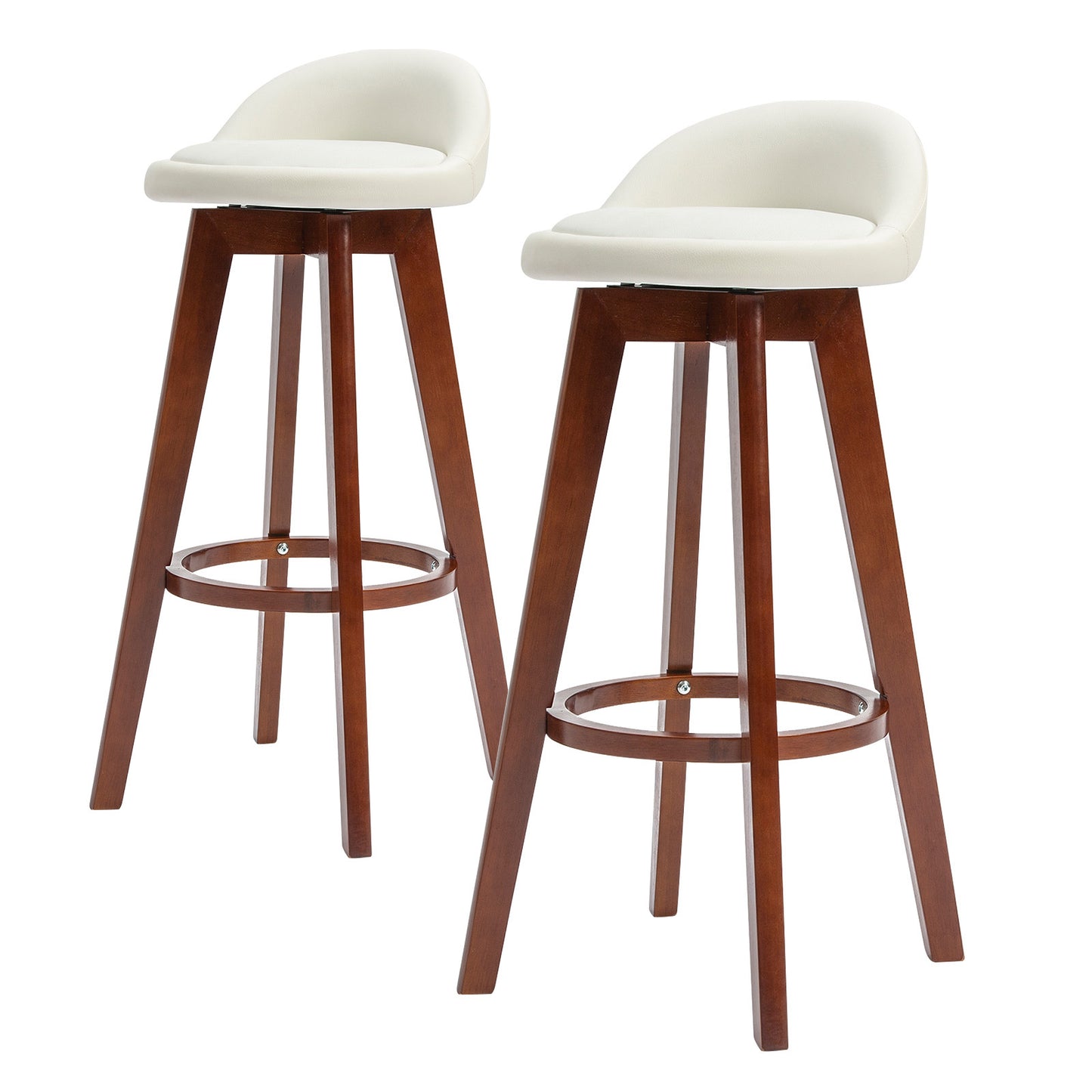 La Bella 2 Set Wooden Bar Stool 72cm Kayde Leather Dining Chairs Kitchen - White Brown