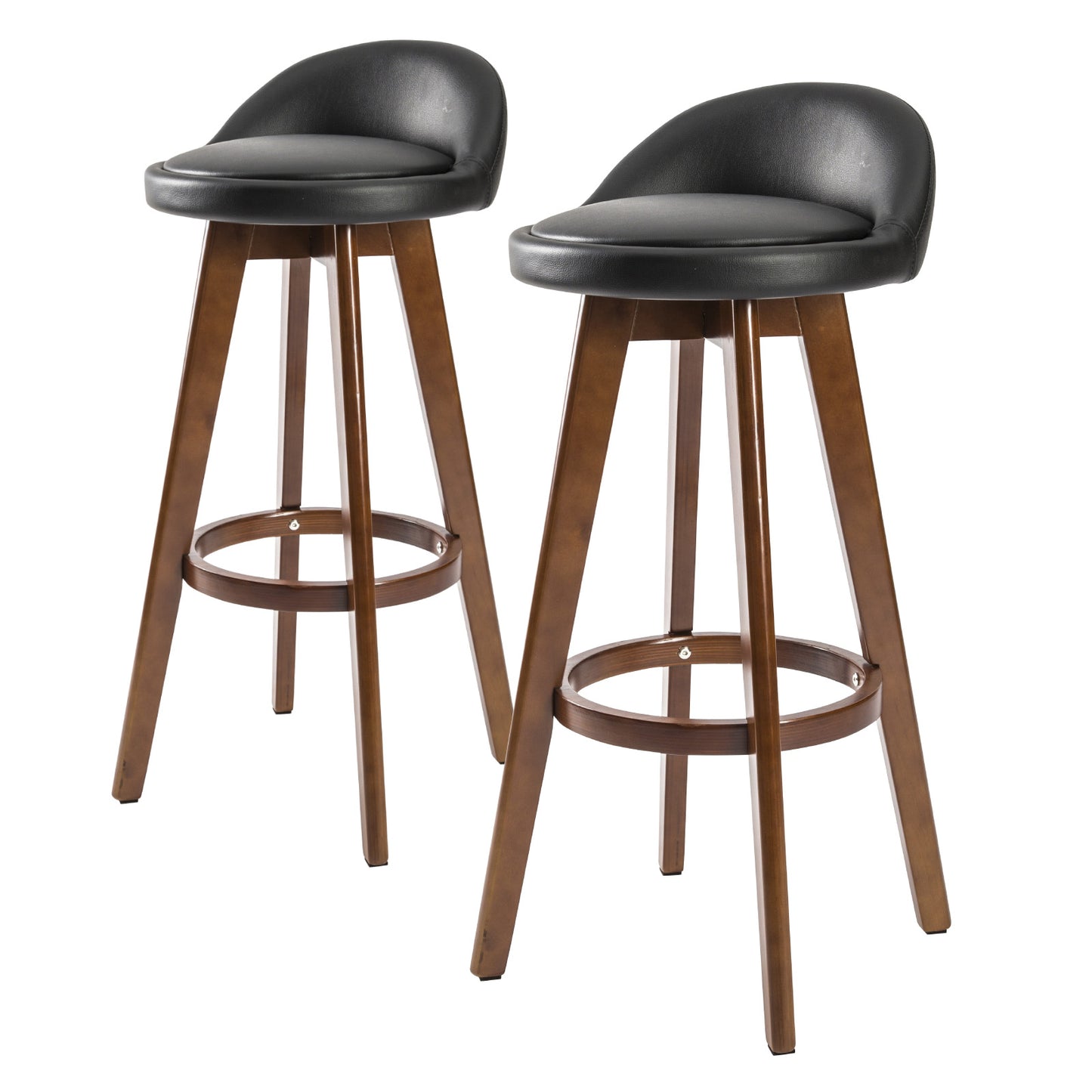 La Bella 2 Set Wooden Bar Stool 72cm Leila Leather Dining Chairs Kitchen - Black Brown