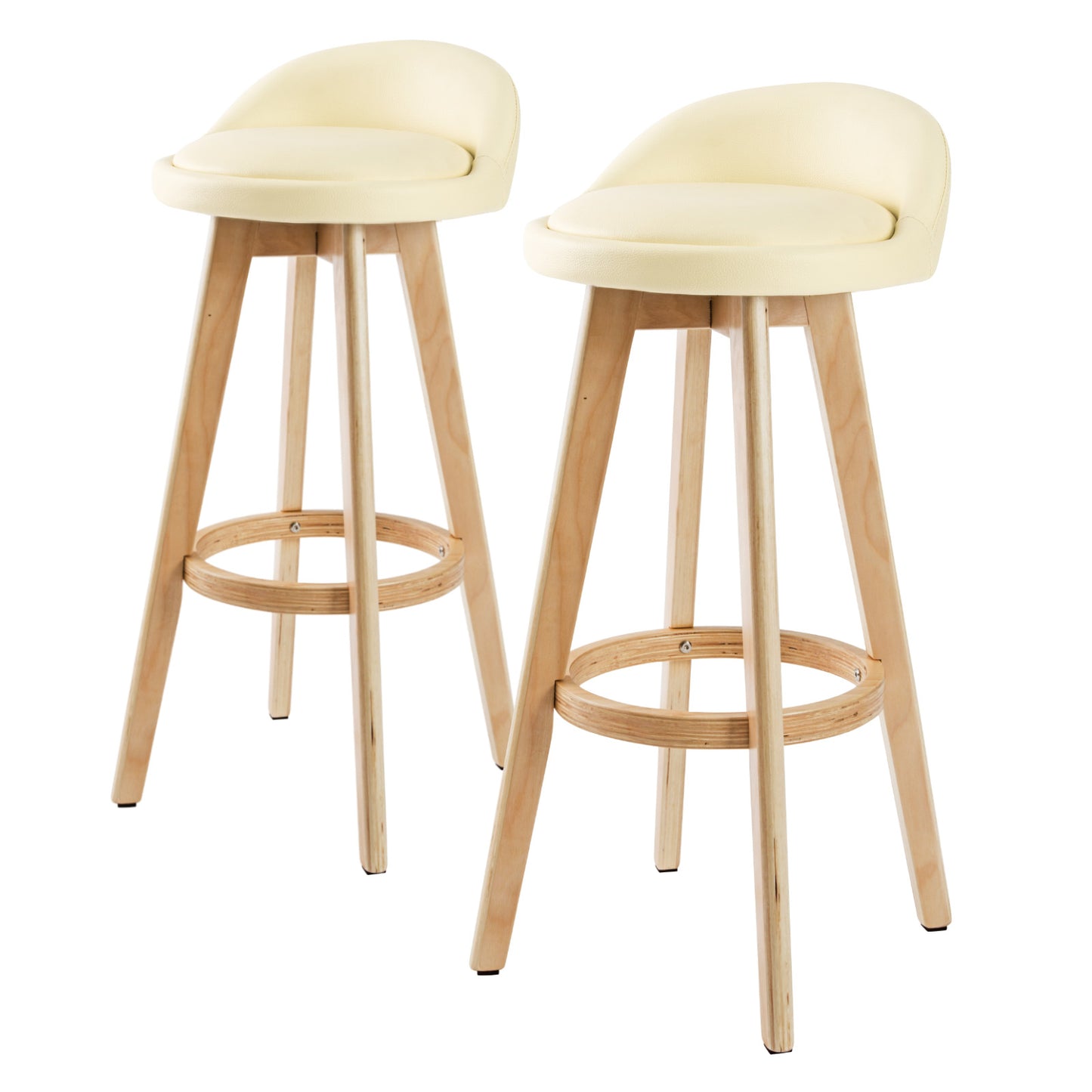 La Bella 2 Set Wooden Bar Stool 72cm Leila Leather Dining Chairs Kitchen - Cream