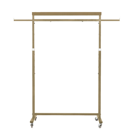 Meoktong Clothes Rack Coat Stand Hanging Adjustable Rollable Steel - Gold