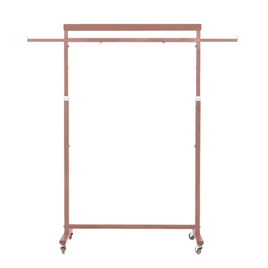 Meoktong Clothes Rack Coat Stand Hanging Adjustable Rollable Steel - Rose Gold