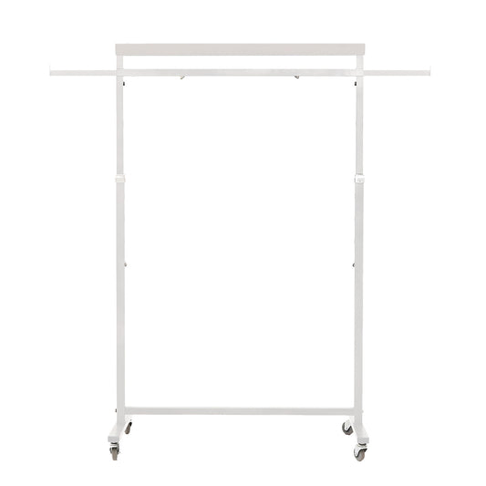 Meoktong Clothes Rack Coat Stand Hanging Adjustable Rollable Steel - White