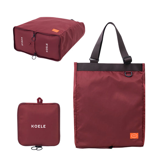 KOELE Shopper Bag Tote Bag Foldable Travel Laptop Grocery KO-SHOULDER - Wine