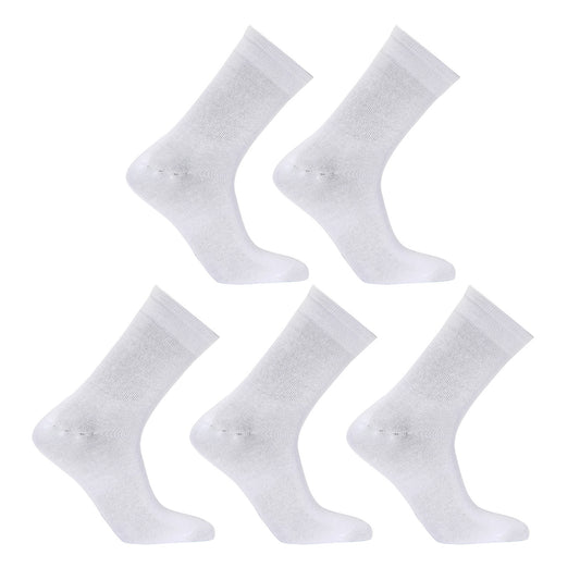 Rexy 5 Pack 3D Seamless Crew Socks Slim Breathable Large - White