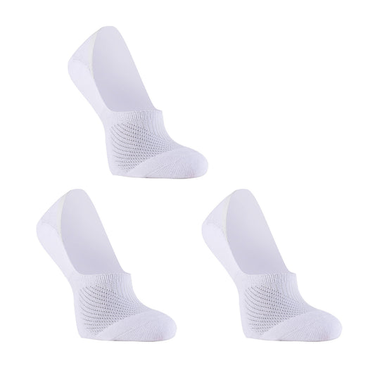 Rexy 3 Pack Cushion No Show Ankle Socks Non-Slip Breathable Medium - White