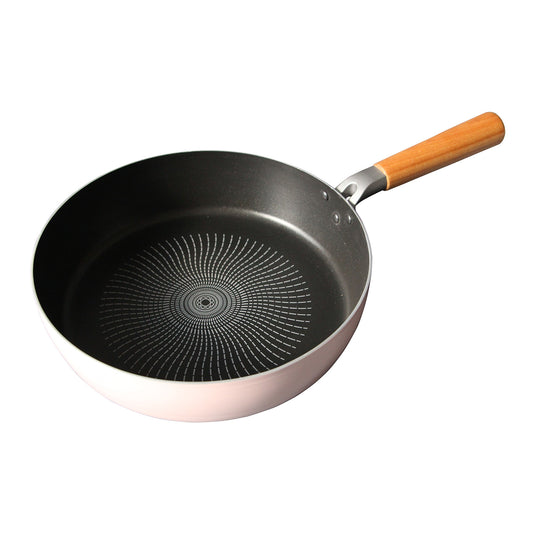 Fanjini Frypan Frying Pan Non-Stick IH Induction Wood Ceramic Round 28cm - White