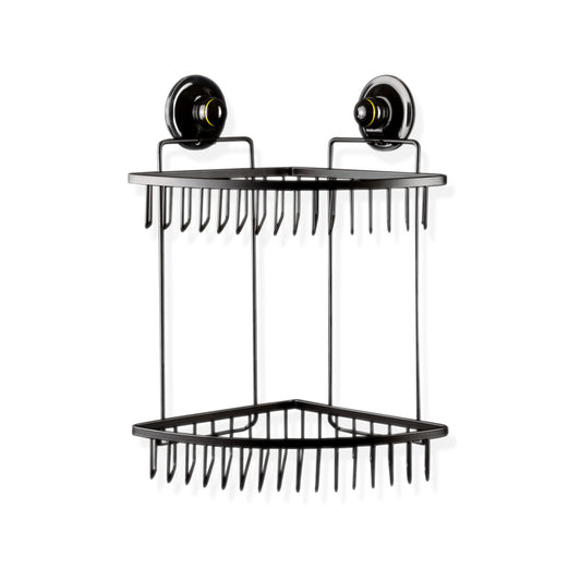 KiahLoc Double Corner Shelf Removable Suction - Black