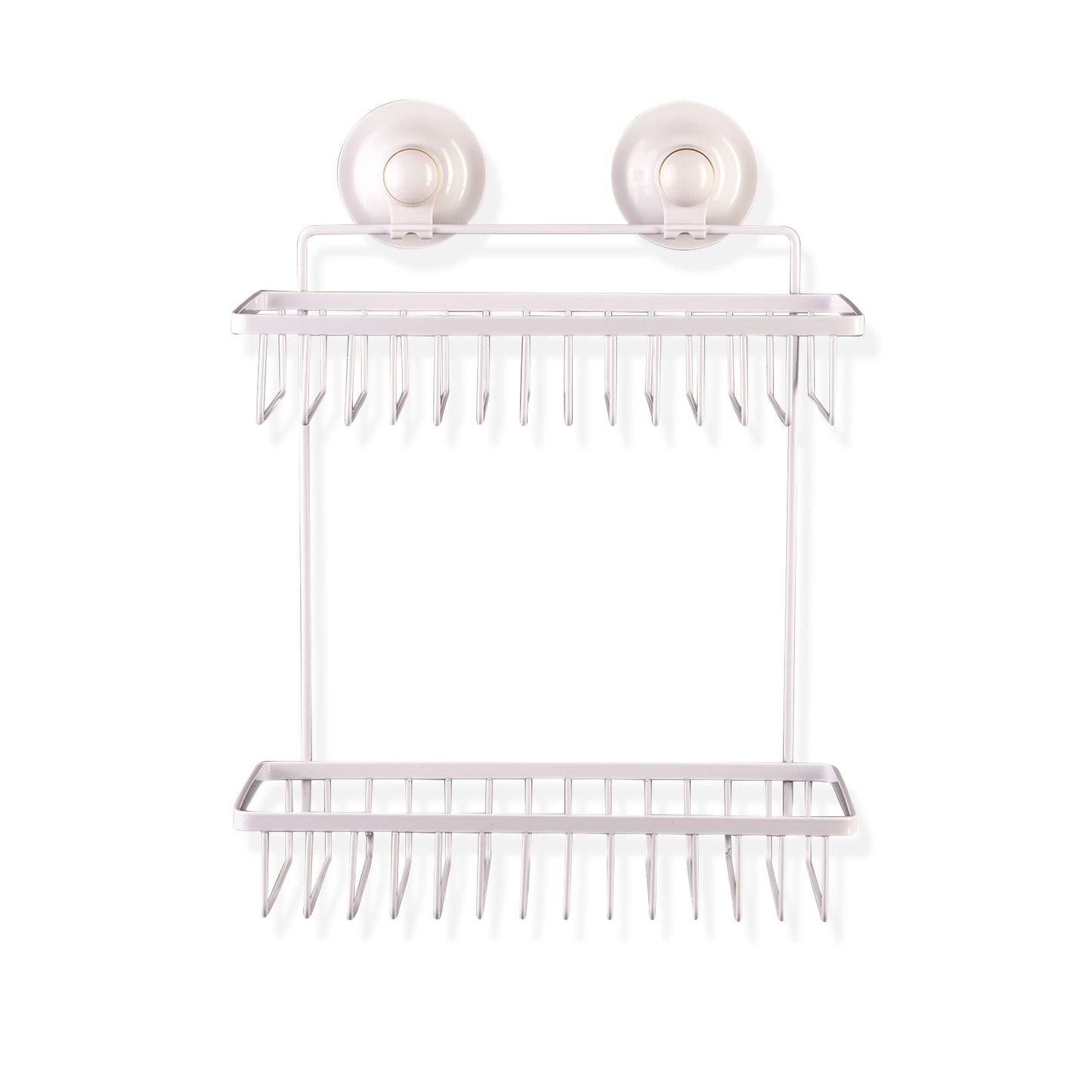 KiahLoc Double Rectangular Shelf Removable Suction - White