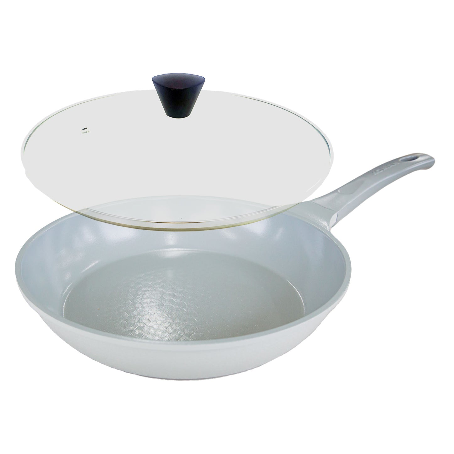 KOMAN Shinewon Vinch IH Frypan Frying Pan Non-stick Induction Ceramic 28cm + Glass Lid - Grey