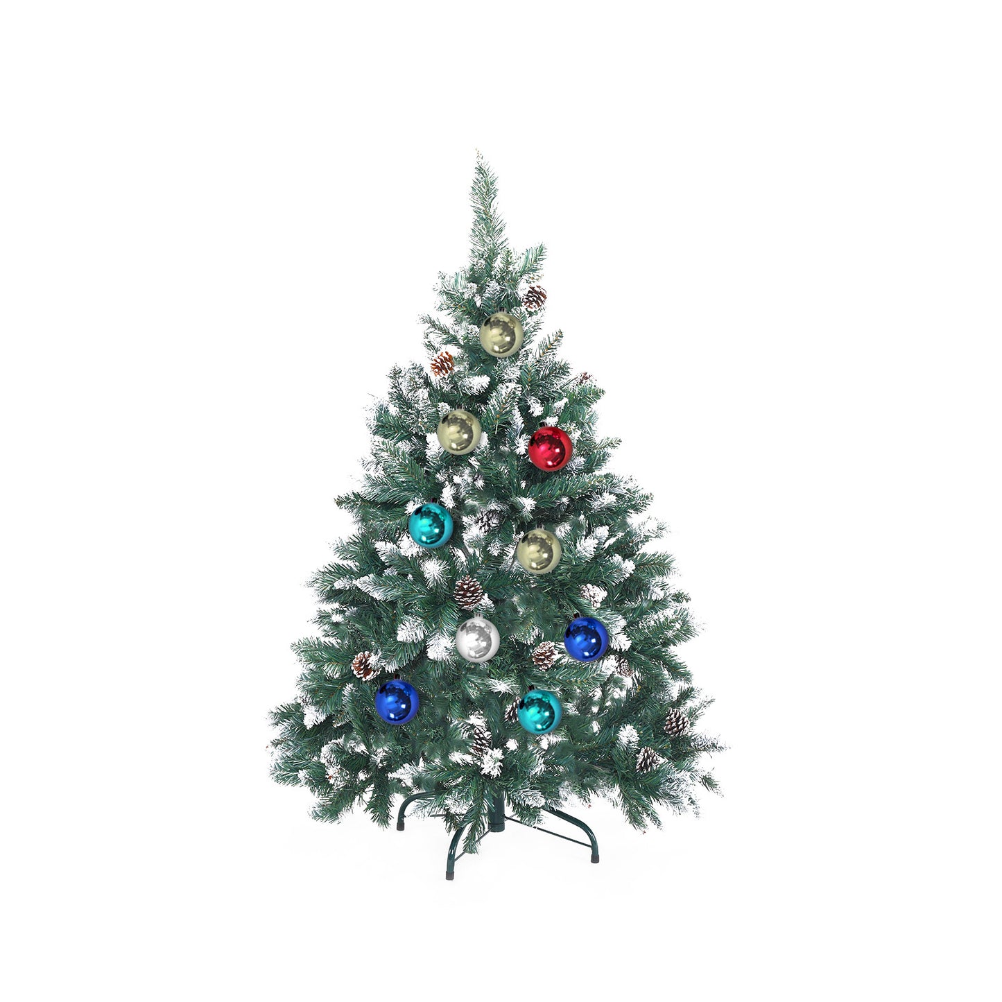 Home Ready Snowy Christmas Tree Xmas Pine Cones 4Ft 120cm 390 tips + Bauble Balls