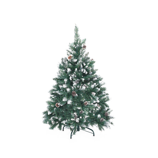 Home Ready Snowy Christmas Tree Xmas Pine Cones 4Ft 120cm 390 tips - Green