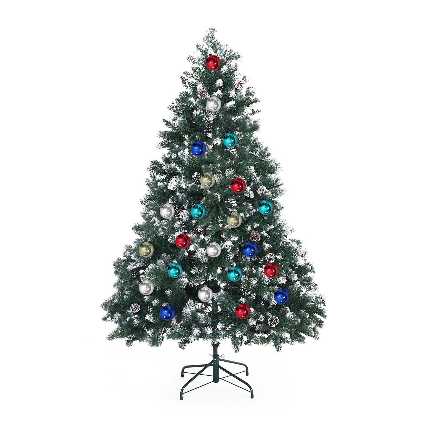 Home Ready Snowy Christmas Tree Xmas Pine Cones 6Ft 180cm 930 tips + Bauble Balls